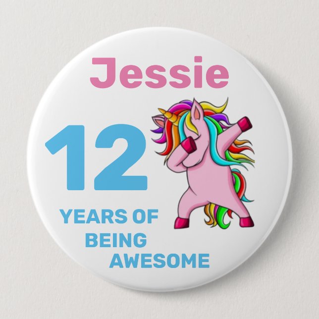 Customize Child's Birthday Badge - Girl Awesome Button (Front)