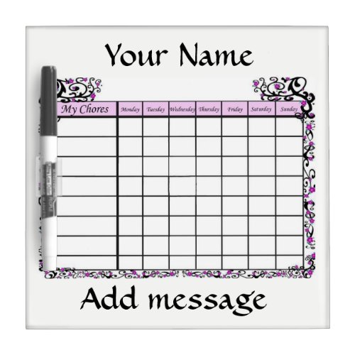 Customize Chore Chart Dry_Erase Board