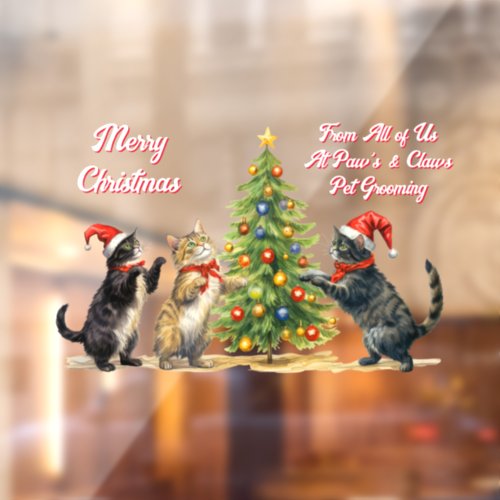 Customize Christmas Cats Around the Xmas Tree Window Cling
