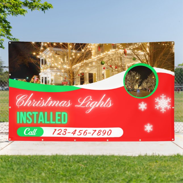 Customize Christmas Lights Decorations Installed Banner (Outside)