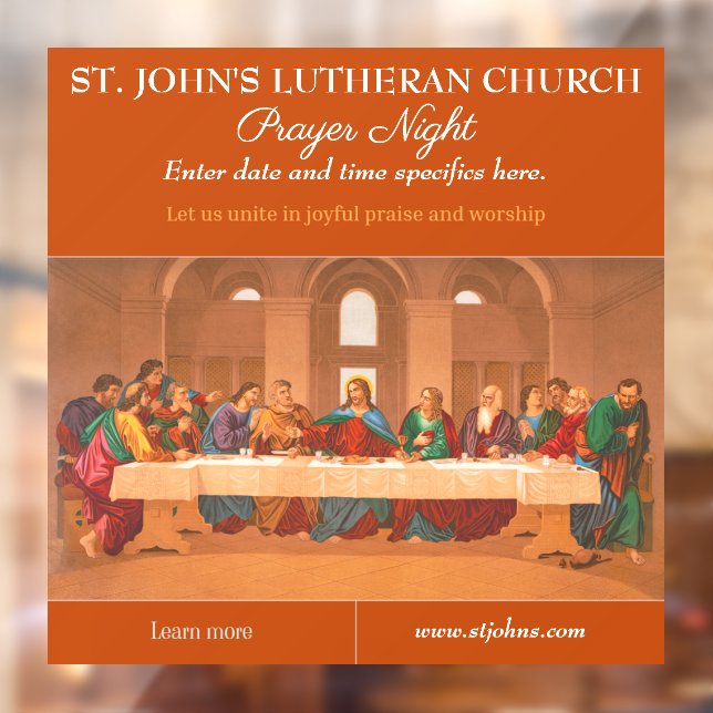 Customize Church Prayer Night The Last Supper  Window Cling (Sheet 2)