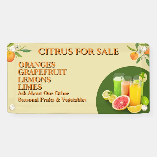 Customize Citrus For Sale Fruit Stand Small  Banner (Horizontal)