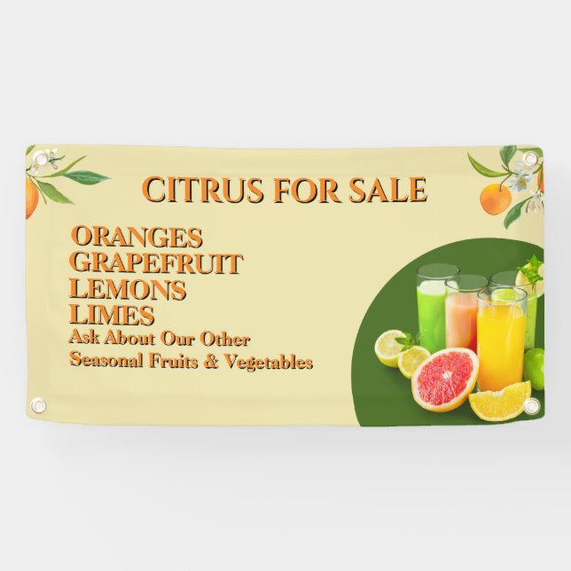 Customize Citrus For Sale Fruit Stand Small  Banner (Horizontal)
