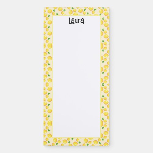 Customize Citrus Lemon Pattern Magnetic Notepad