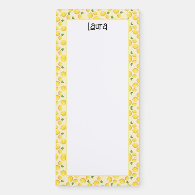 Customize Citrus Lemon Pattern Magnetic Notepad (Front)