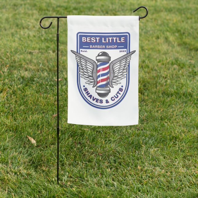 Customize Classic Barber Shop Traditional Pole  Garden Flag (In SItu)