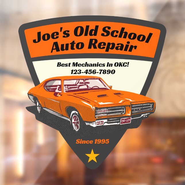 Customize Classic Car Auto Repair Shop Promo Logo Window Cling (Sheet 2)