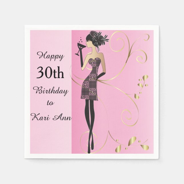 Customize Classy Birthday Girl Napkins (Front)