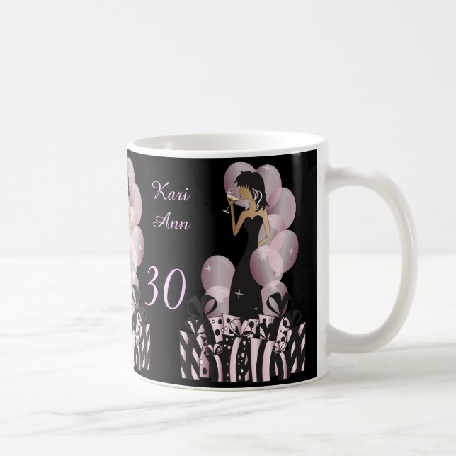 Customize Classy Diva Girl - Pink Coffee Mug (Right)