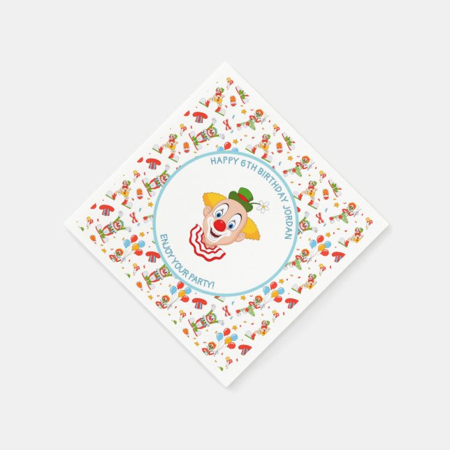 Customize Clown Birthday Party Little Boy Fun Napkins (Corner)