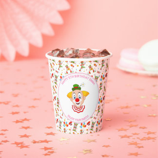 Customize Clown Birthday Party Little Girl Fun Paper Cups