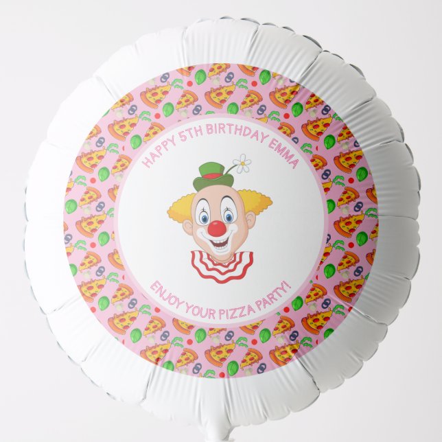 Customize Clown Pizza Birthday Party Little Girl Balloon (Front)