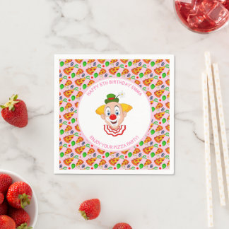 Customize Clown Pizza Birthday Party Little Girl Napkins