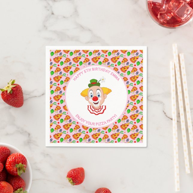 Customize Clown Pizza Birthday Party Little Girl Napkins (Insitu)