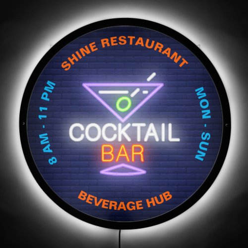 Customize Cocktail Bar Neon Look Illustration  LED Sign