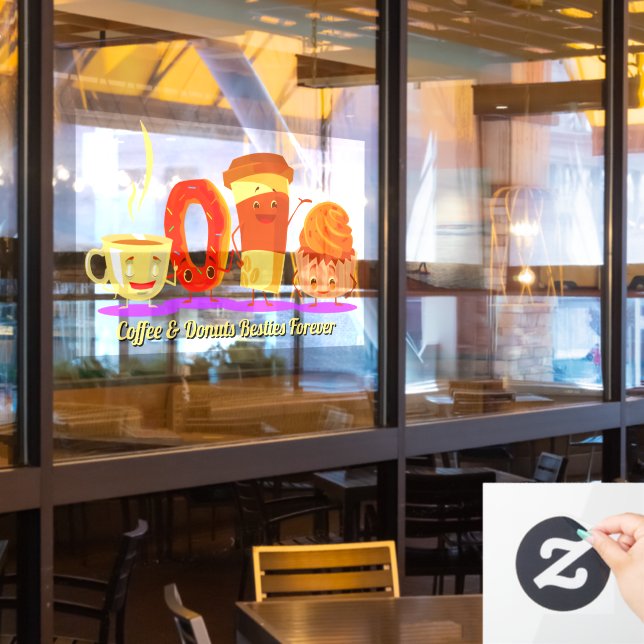 Customize Coffee And Donuts Besties Forever Promo Window Cling (Restaurant Window)