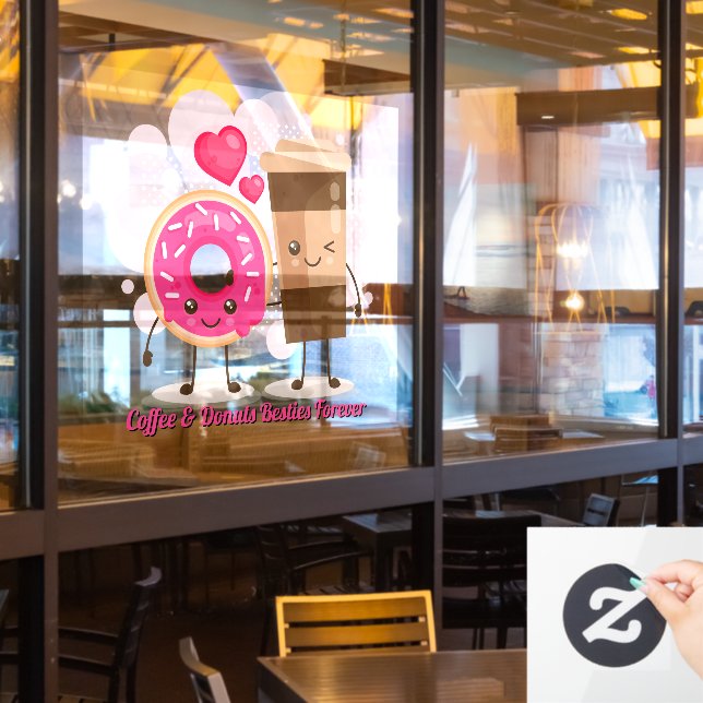 Customize Coffee And Donuts Besties Forever Promo Window Cling (Restaurant Window)