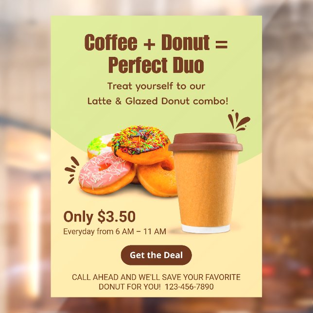 Customize Coffee And Donuts The Perfect Duo Window Cling (Sheet 2)