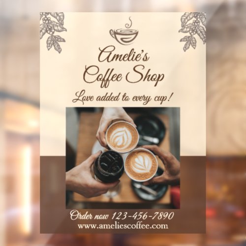 Customize Coffee Shop Business Front Large  Window Cling