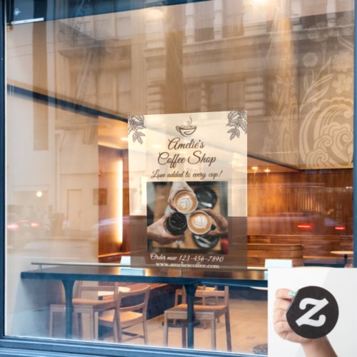 Customize Coffee Shop Business Front Medium  Window Cling