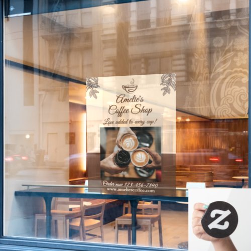 Customize Coffee Shop Business Front Medium  Window Cling
