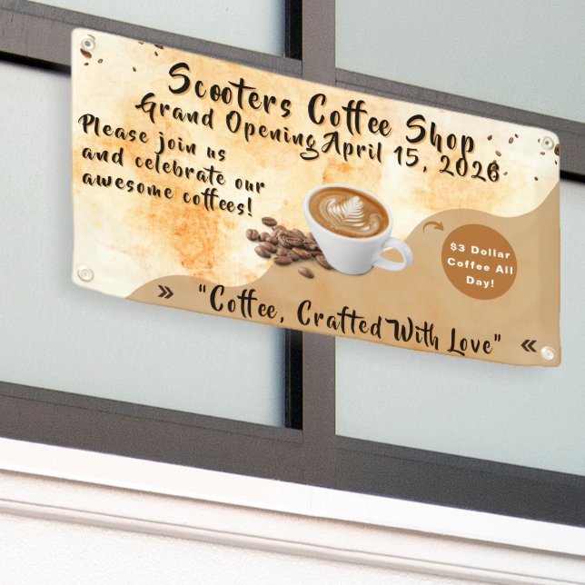 Customize Coffee Shop Grand Opening Special Day  Banner (Outside Building)