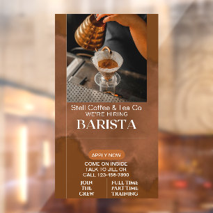 Customize Coffee Shop Hiring Baristas Help Wanted Window Cling