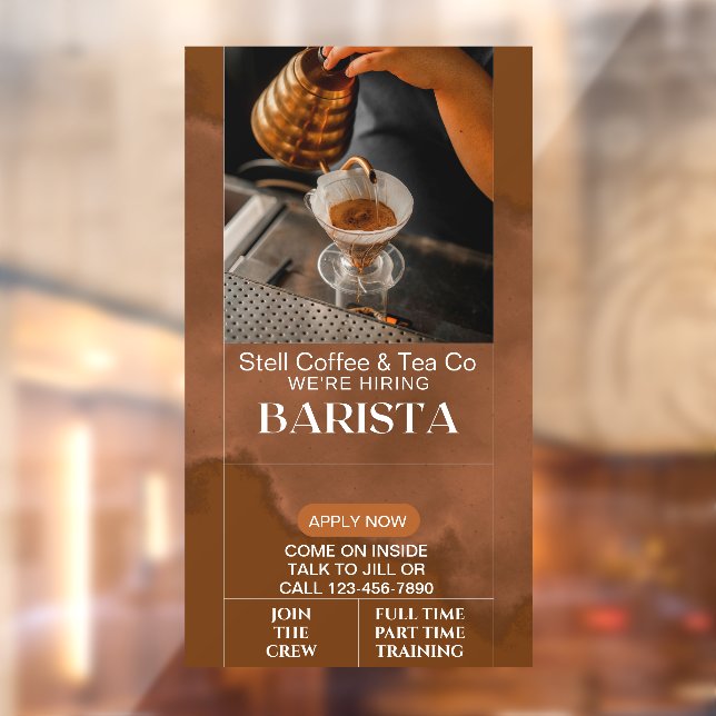 Customize Coffee Shop Hiring Baristas Help Wanted Window Cling (Sheet 2)