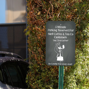 Customize Coffee Shop Reserved Parking Spot 2 Tow Metal Sign