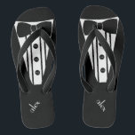 Customize Color Tuxedo -Groomsmen Flip Flops<br><div class="desc">The perfect touch to your destination beach or poolside wedding. CUSTOMIZE THE COLOR- flip flops with a black formal tuxedo, white shirt and bow tie image. Your groomsmen will help you marry in style with these fashionable "Formal Tuxedo Flip-Flops" Add a matching wedding style for the bridesmaids! Please visit my...</div>