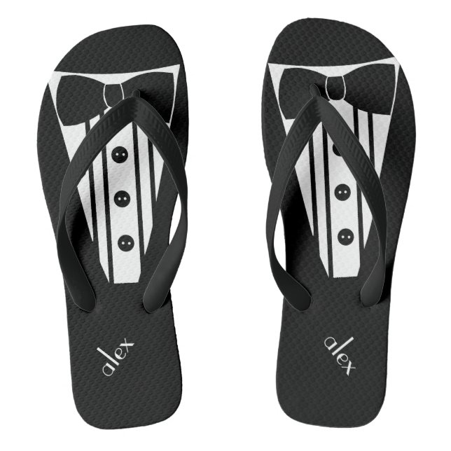 Customize Color Tuxedo -Groomsmen Flip Flops (Footbed)