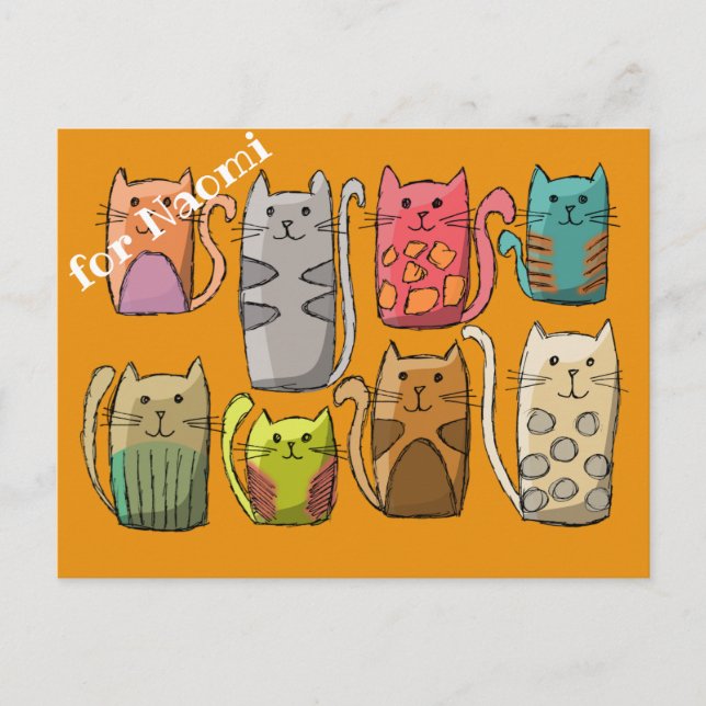 Customize colorful cats postcard (Front)