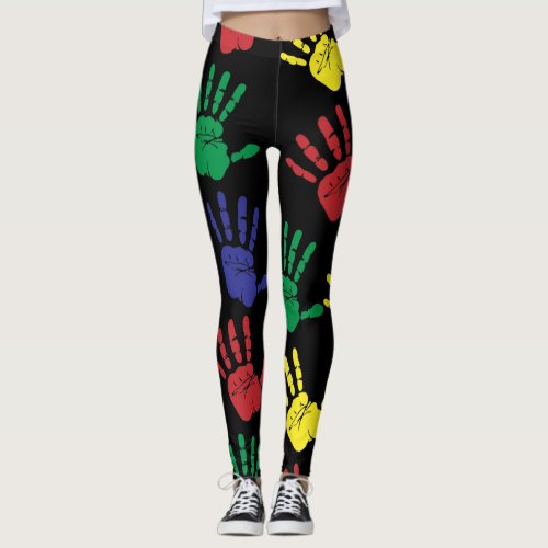 Customize Colorful Handprints Leggings