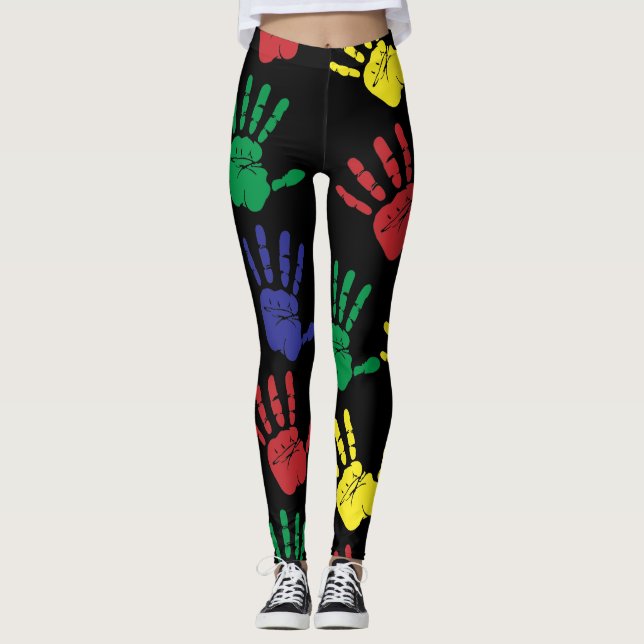 Customize Colorful Handprints Leggings (Front)