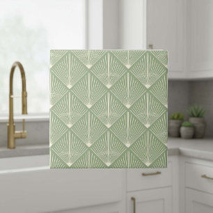 Customize Colors Art Déco Fan Lines Sage ID1188 Ceramic Tile