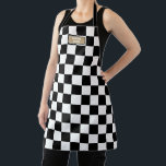 Customize Colors & Personalize Checkered Apron<br><div class="desc">This stylish and modern design template can be customized with your name and colors! The checkered design features a fashionable and classy bold look with a place for your name or brand. Simply click the "Personalize" button to enter in the name you'd like to customize this design with. If your...</div>