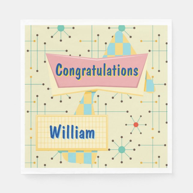 Customize Congratulations Retro Napkins (Front)