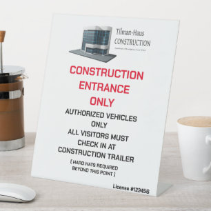 Customize Construction Contractor Logo Site Entran Pedestal Sign