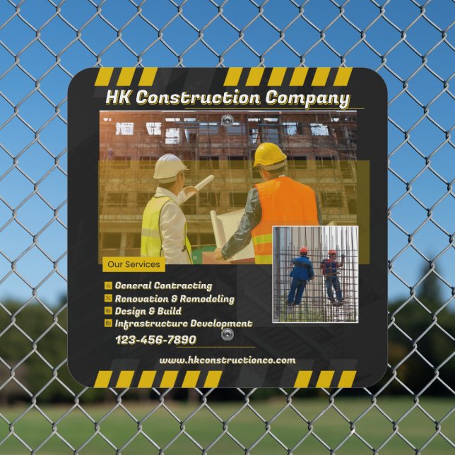 Customize Construction General Contracting Promo  Metal Sign (In Situ(Fence))