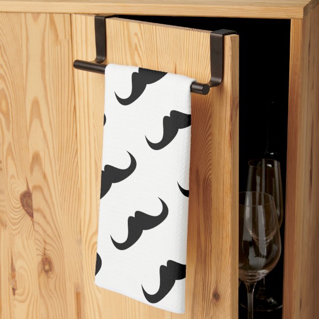 Customize Cool Black Handlebar moustache pattern Towel (Thirds Fold)