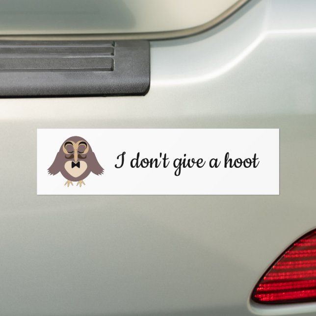 Customize cool brown owl mustache don't give hoot bumper sticker (On Car)