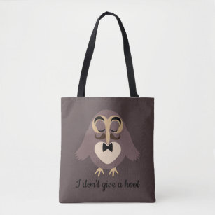 Customize cool brown owl mustache don't give hoot tote bag