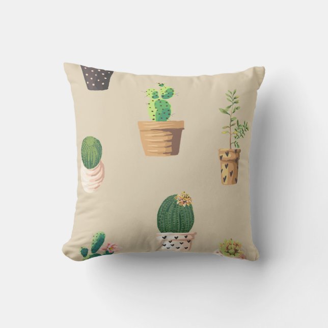 Customize Cool Flowers Throw Pillow (Front)