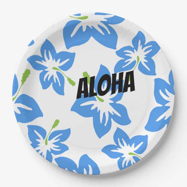 Customize Cool Hawaii Flowers Paper Plates (Front)