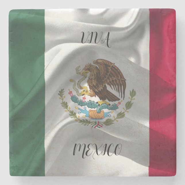 Customize Cool Mexico Flag Design Stone Coaster (Front)