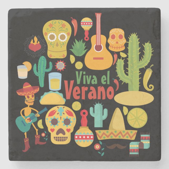Customize Cool Mexico Monuments Design Stone Coaster (Front)