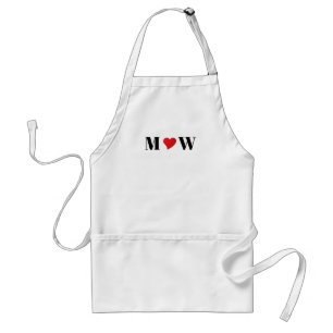 Customize Couple initials A Loves B red heart Adult Apron