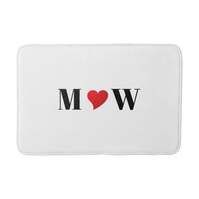 Customize Couple initials A Loves B red heart Bath Mat (Front)