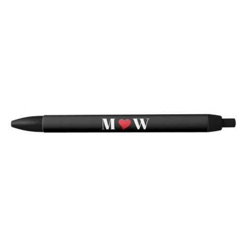 Customize Couple initials A Loves B red heart Black Ink Pen