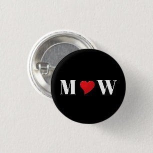 Customize Couple initials A Loves B red heart Button